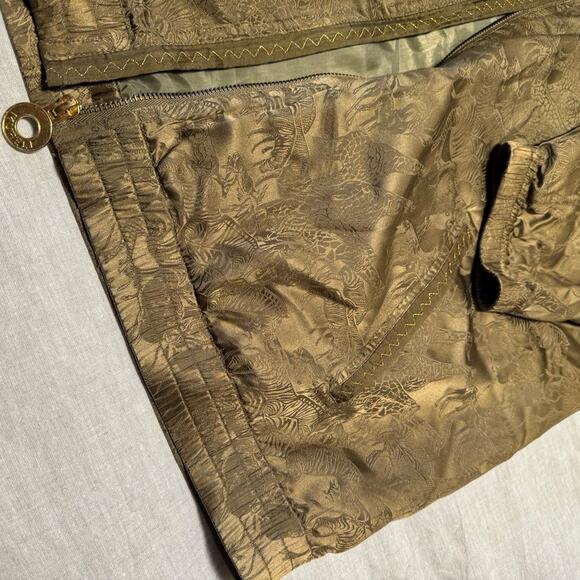 Rare Vintage 90's Women's Mureli 100% Silk Olive Safari Bomber Jacket - Picture 5 of 12